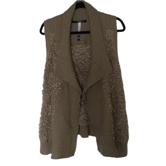 KENSIE Nordstrom Women’s Bobble Knit Faux Shearling Open Draped Vest Size M - Picture 1 of 13